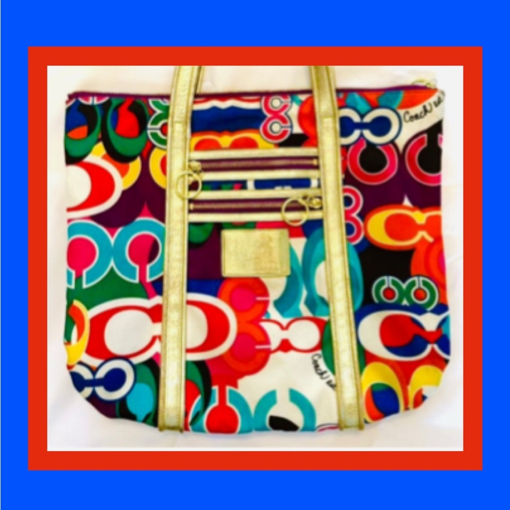 Coach Poppy No13839 XL Tote in Brilliant Colors! Gently Used Such a Happy Bag! 😃